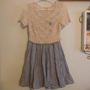 Jodi Kristopher lace and pleated blue and cream dress Womens Fairycore Aesthetic